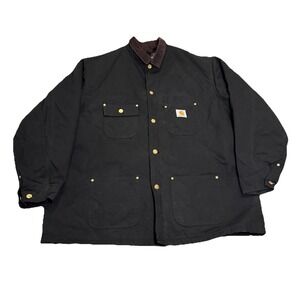 Vtg Carhartt C01 BLK Mens 50R Chore Blanket Jacket Barn Coat Workwear 3XL USA